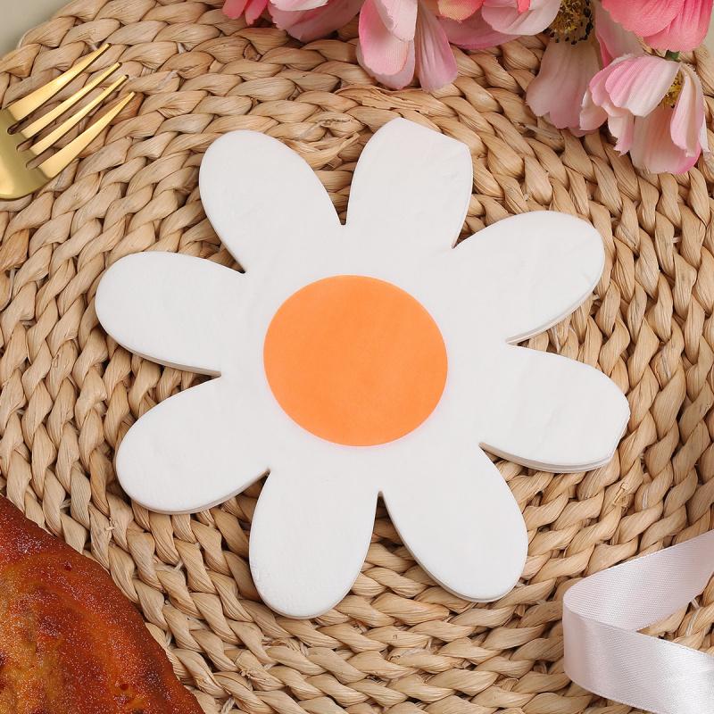 20pcs  Printed Napkins New Irregular Sunflower Creative Daisy Party Wood Pulp Disposable Napkins