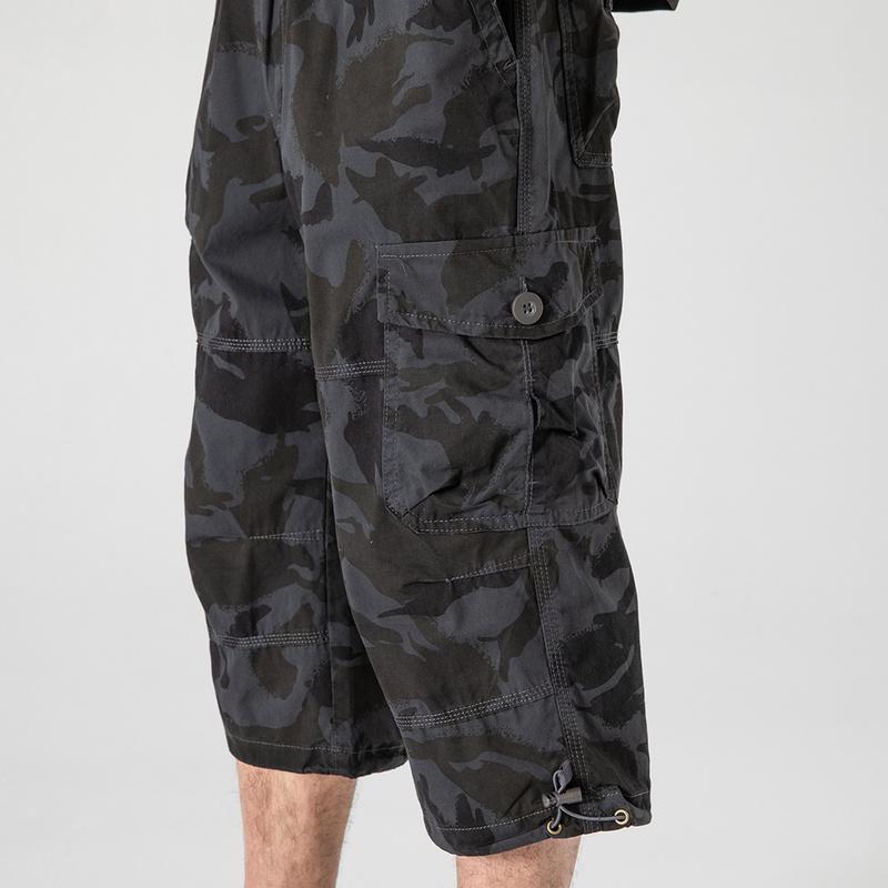 Lange cargo-shorts for menn Slitesterk arbeidsshorts i bomull med flere lommer