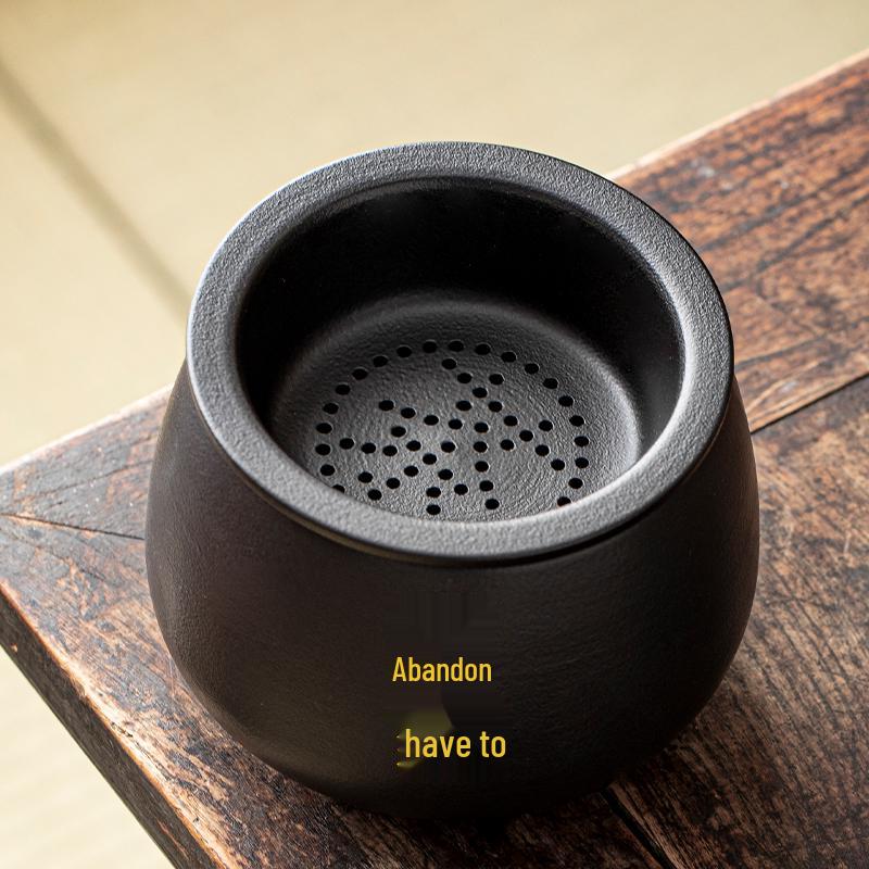 Large Ceramic Tea Waste Jar with Filter - Desktop Trash Can for Tea Dregs & Water Disposal