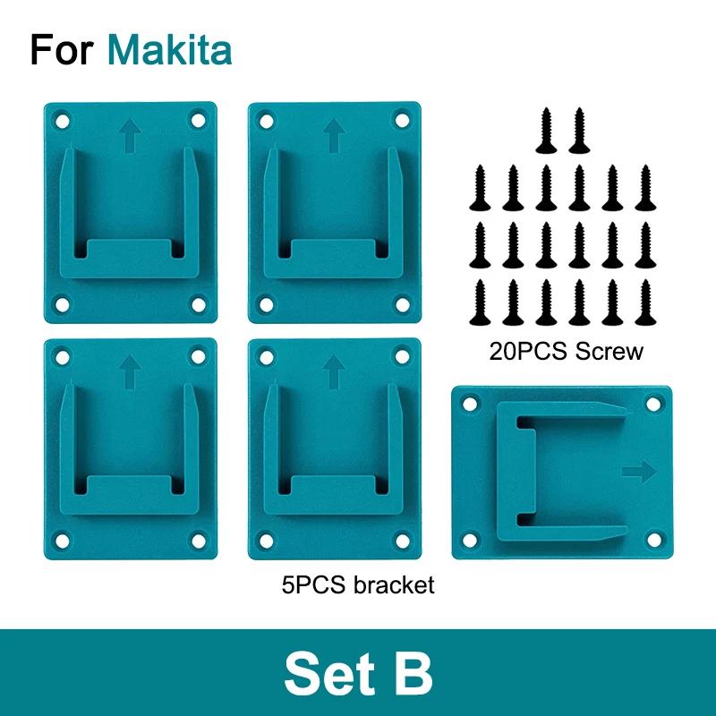 5 Pack Battery Storage Rack for Makita 14.4V 18V Li-ion Battery Tools Machine Holder Storage Rack Wall Mount Bracket Fixing