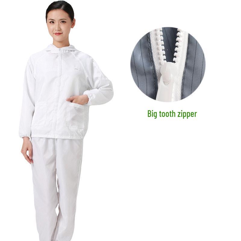 Costum antistatic cu glugă, rezistent la praf, pentru camere curate și ateliere