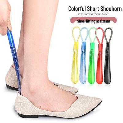 Colorful Long-Handled Plastic Shoehorn - Easy Shoe Lifter for Putting On Shoes