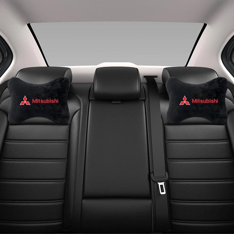 Autonekkussens Pak Hoofdsteun zacht Korte pluche Universeel Voor Mitsubishi Lancer Asx Outlander Pajero l200 Galant Autokussen