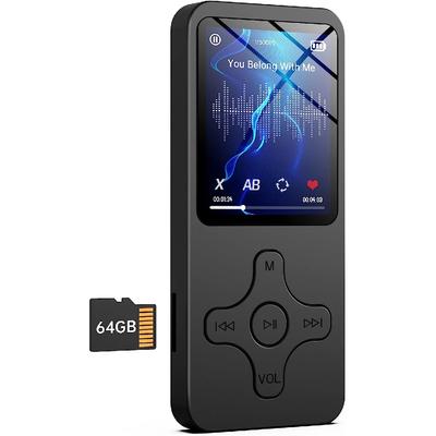 64GB MP3 Player with Bluetooth, Portable HiFi Lossless Sound, Music Mp3 Mp4 Player for Kids with Speaker FM Radio Recording Photo Video e-Book