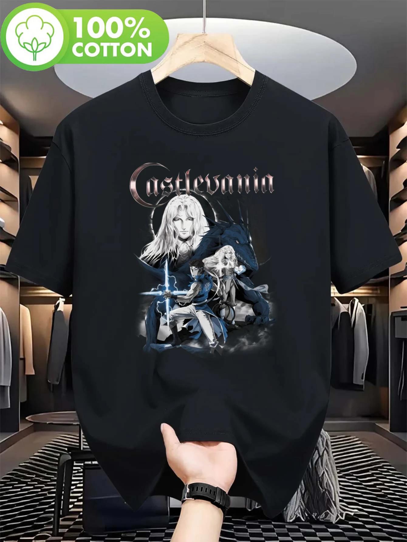 

Castlevania Готический Аниме Свободная Футболка Классическая Видеоигра и Аниме Сериал Периферия Темное Фэнтези Охотник на Вампиров Узор Футболка... S разноцветный