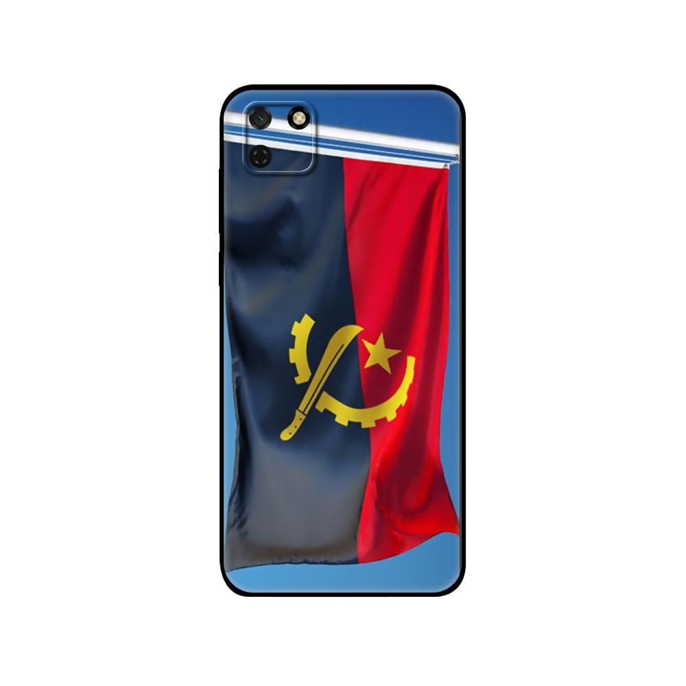 Black Tpu Case For Huawei Y9S Y6S Y8S Y5P Y7P Y8P Case For Huawei Y5 Lite Prime 2018 Y6 2019 Cover Angola Flag