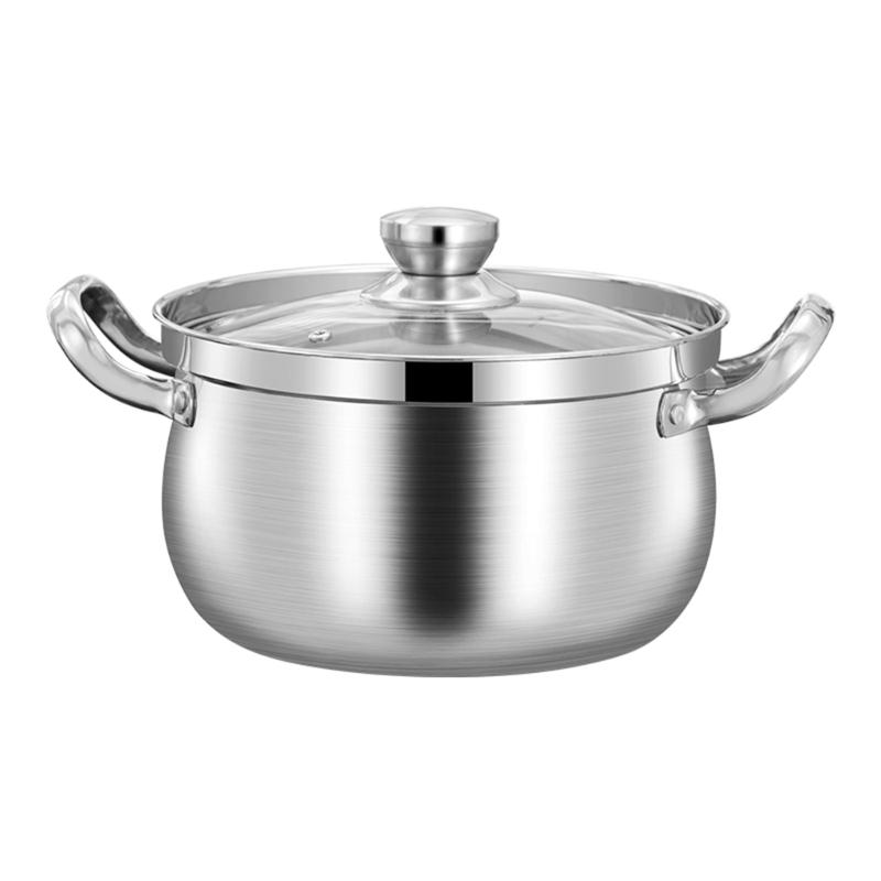 Stainless Steels Pot Milk Pan Cooking Saucepan Induction Base Soup Pot With Glass Lid Stockpot Kitchen Tool Enduring 1