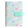 A6 Size PU Leather Binder Heart Ring Mechanism 6 Ring Notebook Cover Loose-Leaf Design Sturdy Cover Cash Envelope Holder Student