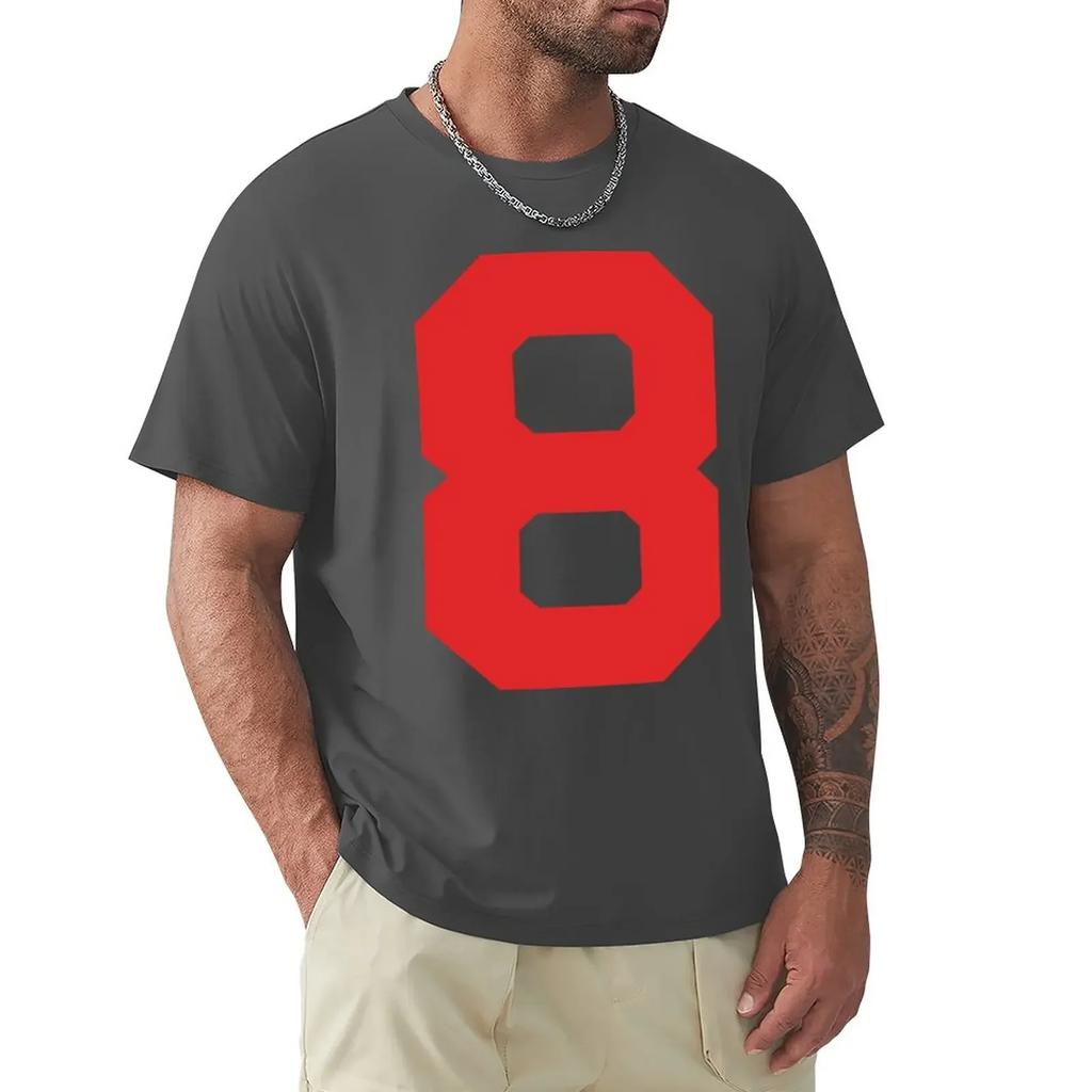 Number 8, Red eight, Sports number 8 T-Shirt hippie clothes summer tops black t shirts for