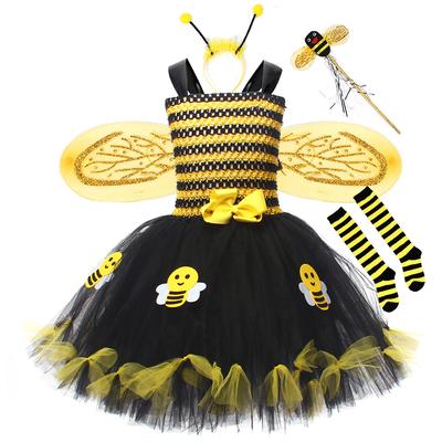 Meiteņu Cosplay Bee Bezpiedurkņu Till Kleita Galvas saite Kāju Sildītāji Zizlis Wing Cosplay ballīte