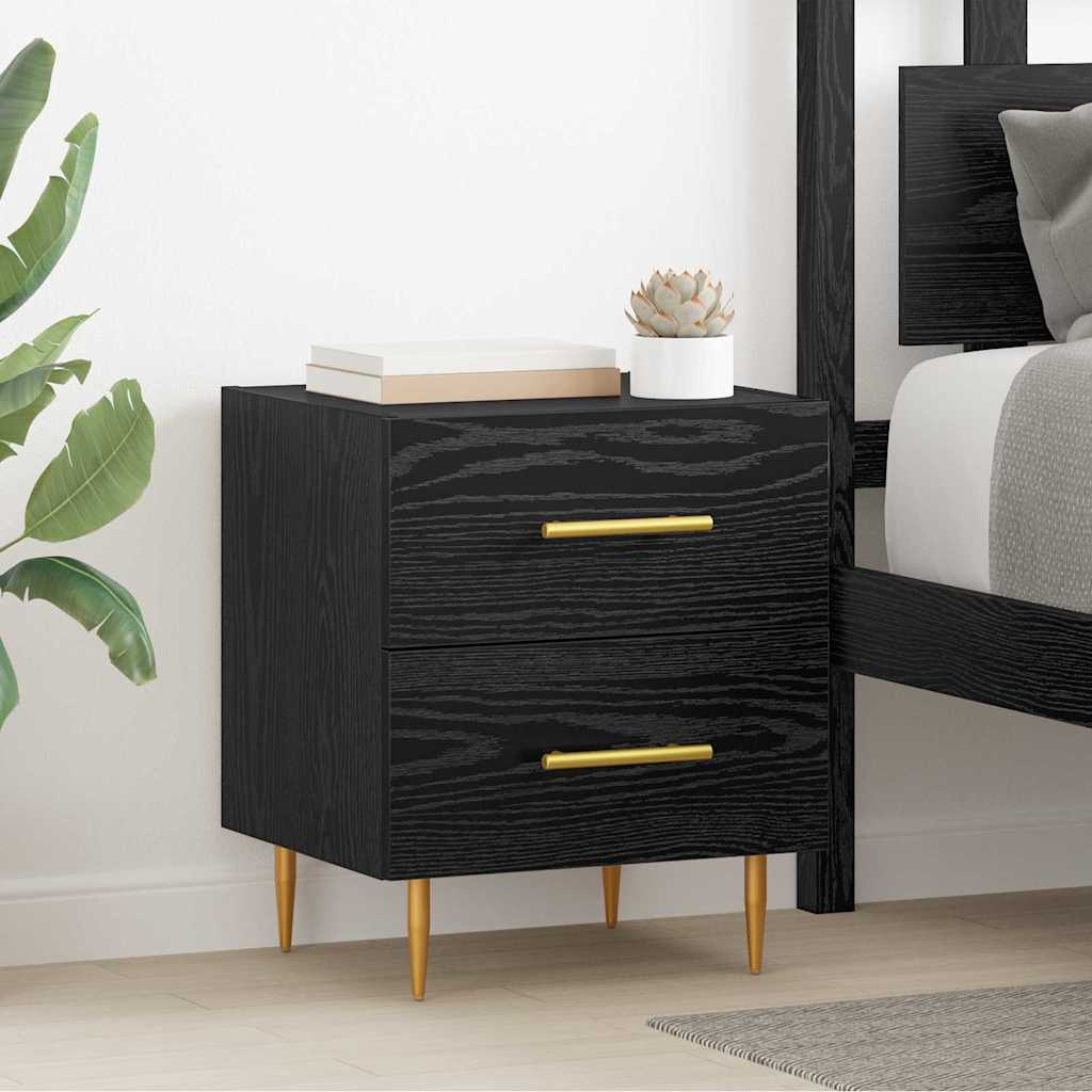 Nightstand Black Oak Effect 40 X 35 X 47.5 Cm Engineered Wood