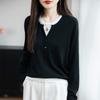 Women's Style Pullovers Simple Versatile Bottoming Sweater for Women New Fall Winter Fake Two-piece Contrasting Color Sweater