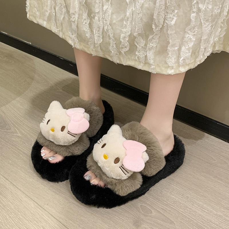 Cute Cartoon Soft Bottom Fluffy Drag Girl 2025 Autumn and Winter New Girl Soft Heart Cute Comfortable Cotton Slippers