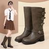 Korean Soft Leather Martin Boots Women's British Style Autumn 2025 New Belt Buckle Retro Medium Tube Thick Heel Fashion Boots