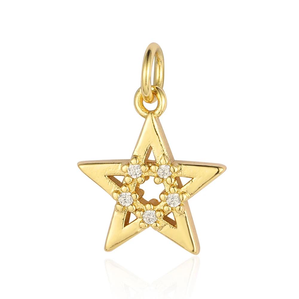 Bee Butterfly Copper Cubic Zirconia Heart Lock Love Charm Women Sun Star Necklace Pendant DIY Jewelry Charms
