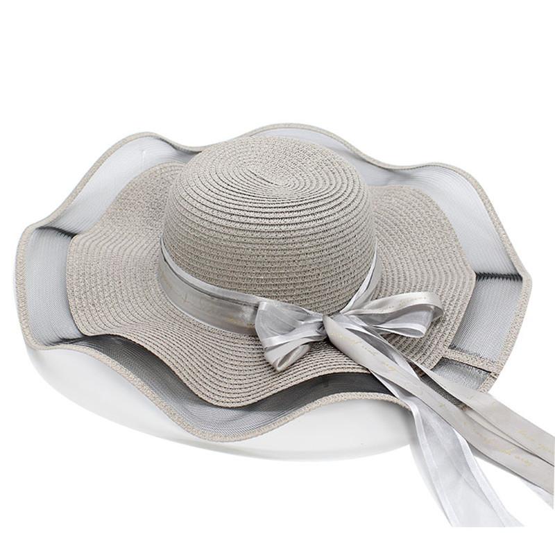 Hat Women'S Summer Sunscreen Sunshade Big Brim Mesh Straw Hat Travel Sun Hat Seaside Versatile Vacation Beach Hat