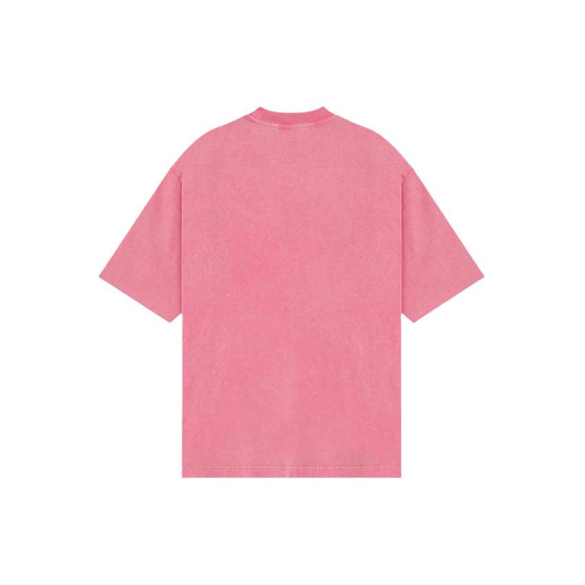 We11done Ss24 Rabbit Print Crew Neck Vintage Washed Drop Shoulder Short Sleeve T-Shirt Unisex T-Shirts Pink WD-TT0-24-729-U-PK