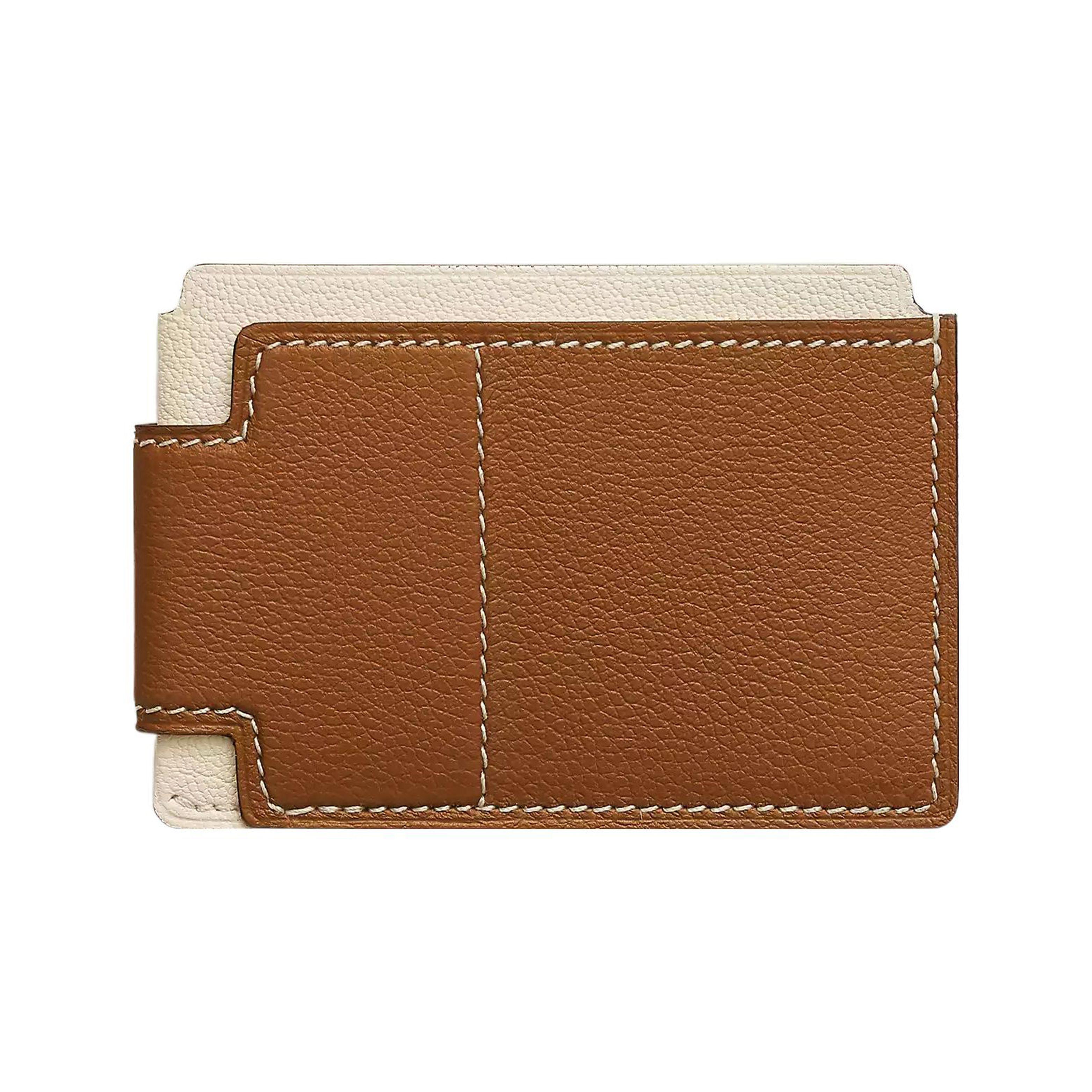 

Hermes H 3Cc Open Closure Evercolor Calfskin And Mysore Goat Leather Card Holder Women Card Holder Brown White H082903CAAD Box Included