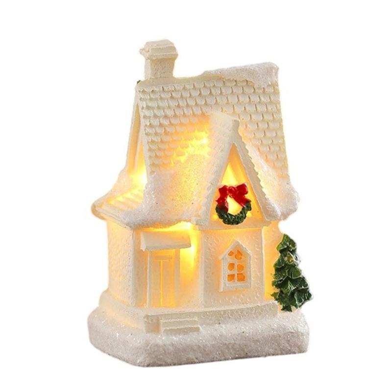 Miniature Glowing Christmas Cottages Houses Handcrafted Resin Decoration Ideal For Desktop Ornament