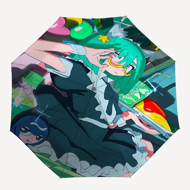 1pc Outdoor Umbrella with Cute Anime Characters - Automatic Opening/Closing, Portable 3-Fold Design, 8-Rib Iron Frame - Perfect Gift for Fans, Tr