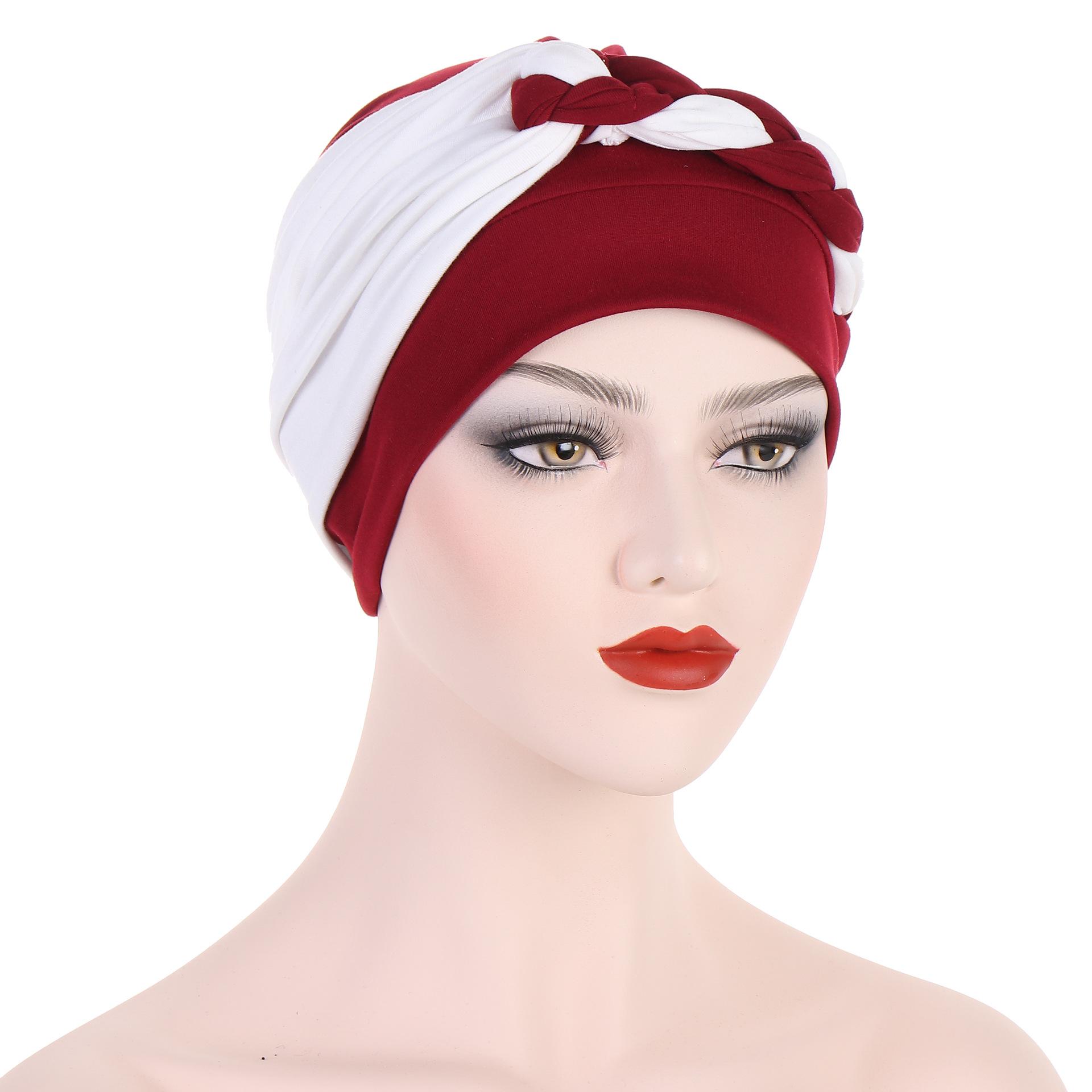 

Women Lady Muslim Braid Head Turban Wrap Cover Cancer Chemo Islamic Arab Cap Hat Hair Loss Bonnet Beanies