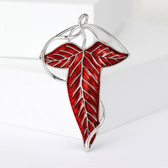 Women Brooch Leaf Shape Enamel Oil Dripping Plant Style Anti-slip Polished Coat Collar Bag Scarf Hat