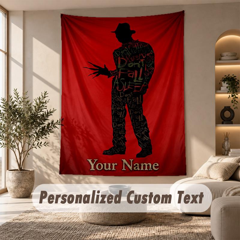 Tapestry Custom Name Text, Wall Hanging Tapestry Home Room DecorA Nightmare on Elm Street Freddy Krueger