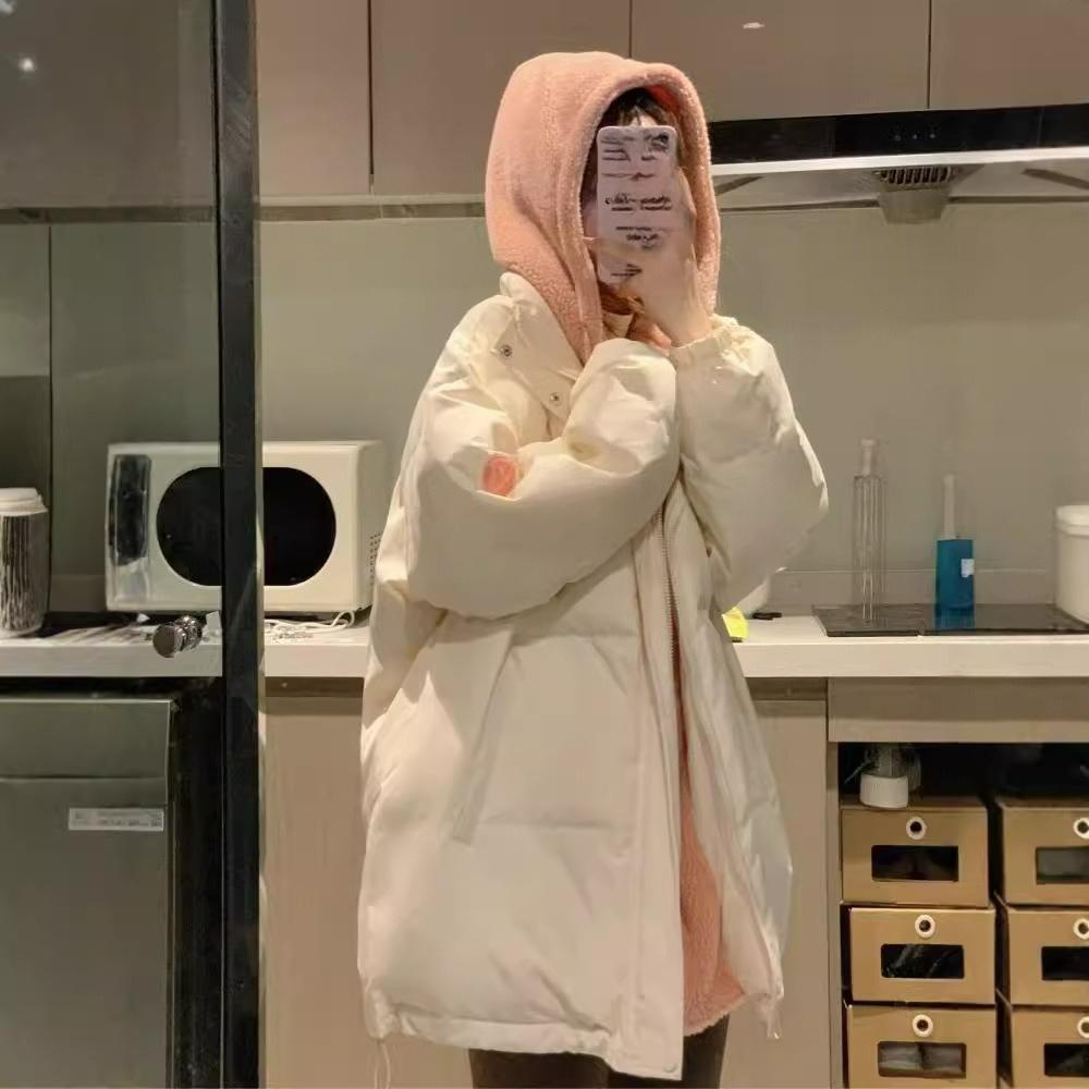 Giacca Invernale da Donna Ispessita con Imbottitura in Cotone, Stile Coreano Delicato, Finto Due Pezzi, Imbottita in Cotone