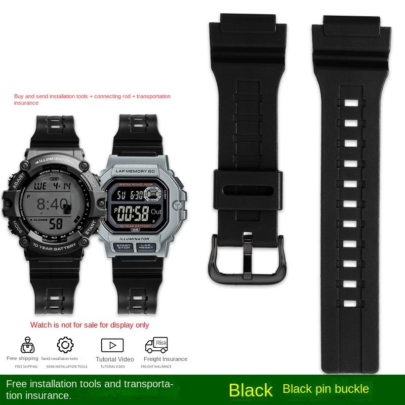 18mm pryskyřičný řemínek k hodinkám pro řadu Casio WS-1400H/1300/1500 W-737H AE1500 vodotěsný silikonový řemínek k hodinkám Gumový pás