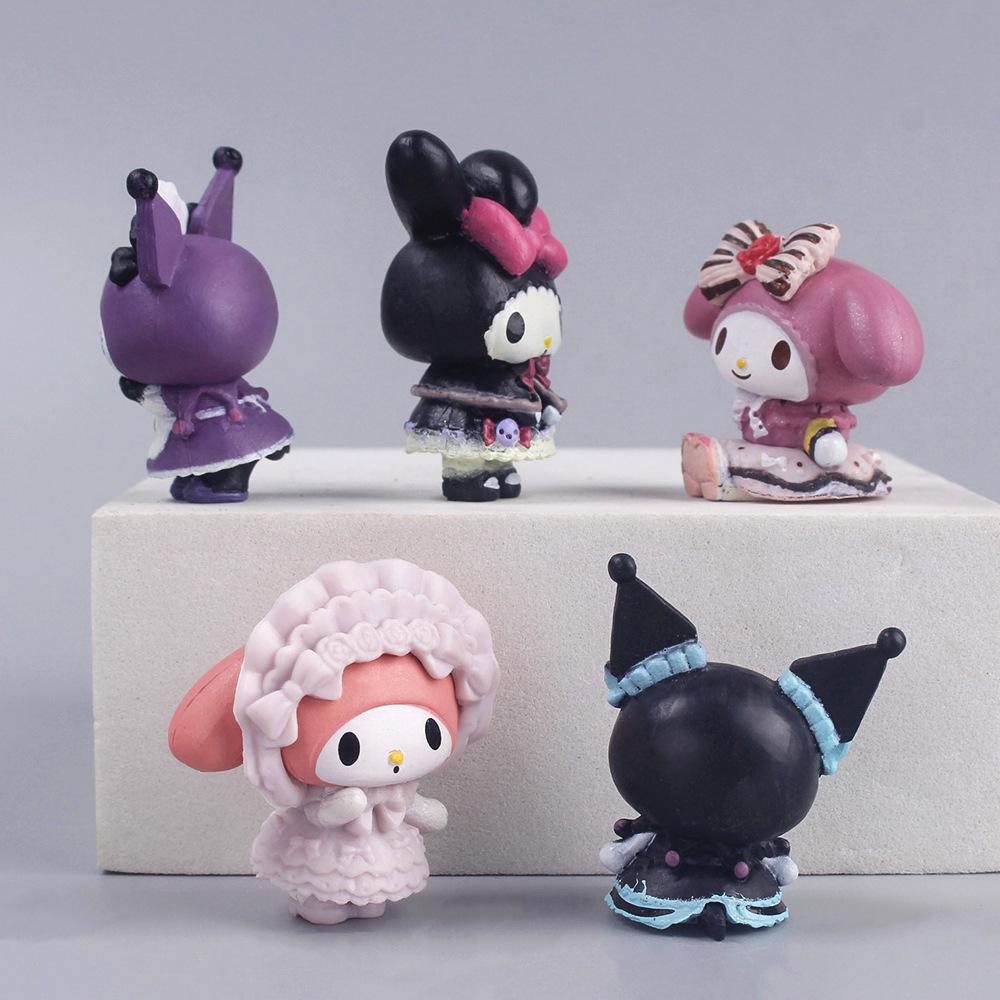 5pcs/Set Anime Kawaii Sanrio Action Figure Toys Cute Kuromi Mymelody Cinnamorol Figurine Dolls Girl Birthday Gift