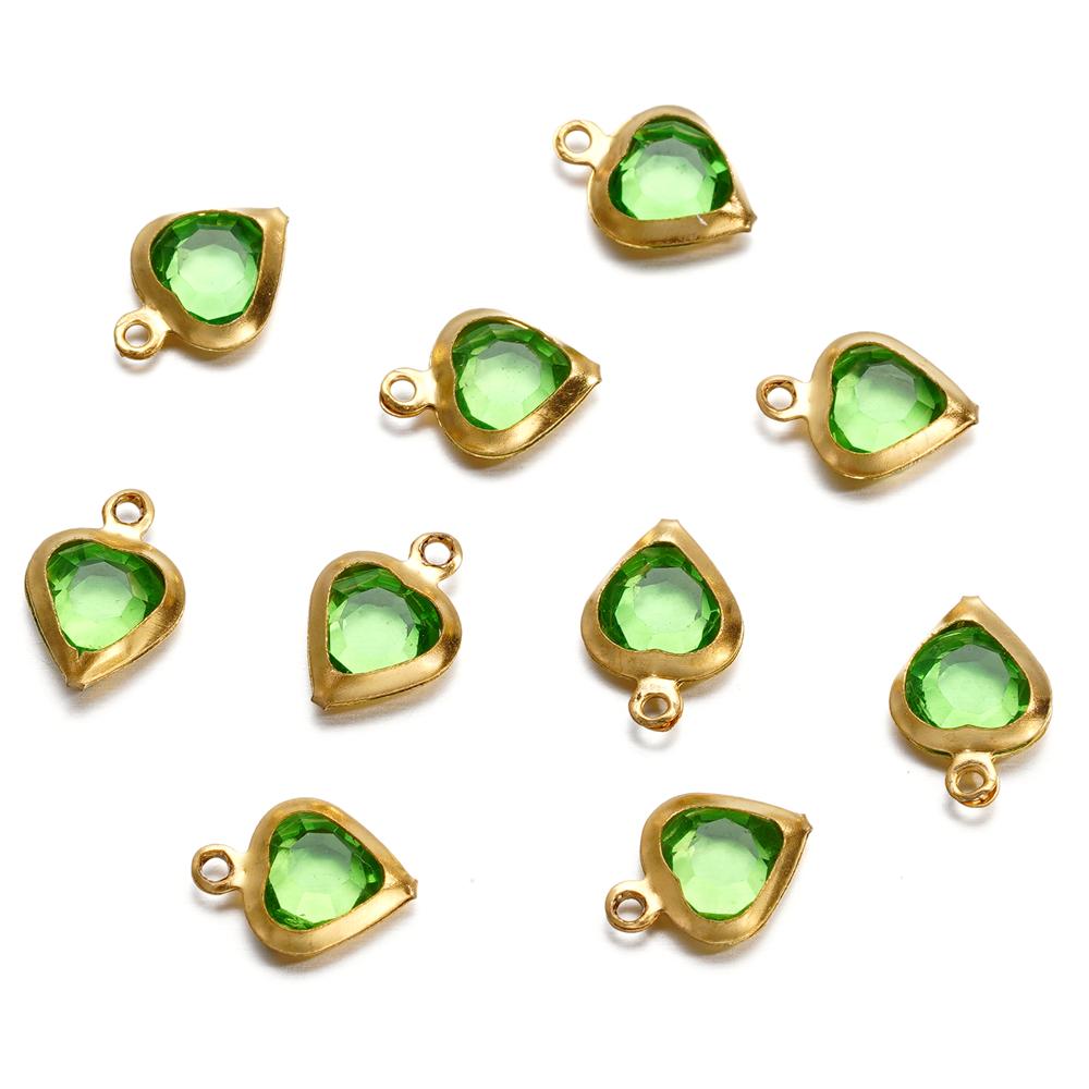 10 Stück/Los 7,5 mm Edelstahl Herz mit Strasssteinen Anhänger für Halskette Armband Anhänger DIY Schmuckherstellung Zubehör