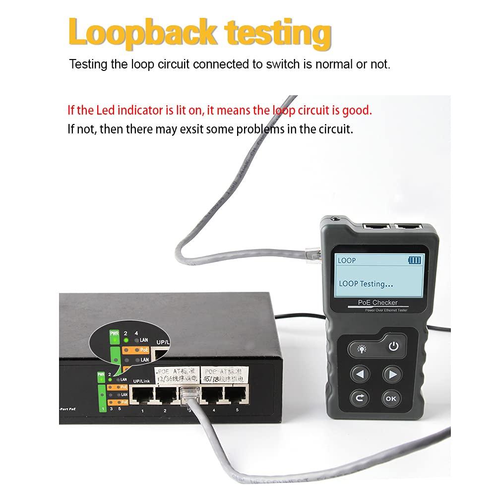 RUKI Cable Checker, LAN Cable Tester, Multi-Function LCD Network Cable Tester, PoE Checker, PoE/Voltage/Current Cable Tester