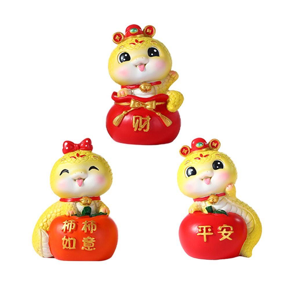 Mini Cartoon Snake Figurines Resin Car Interior Ornament Cute Snake Ornament  Spring Festival