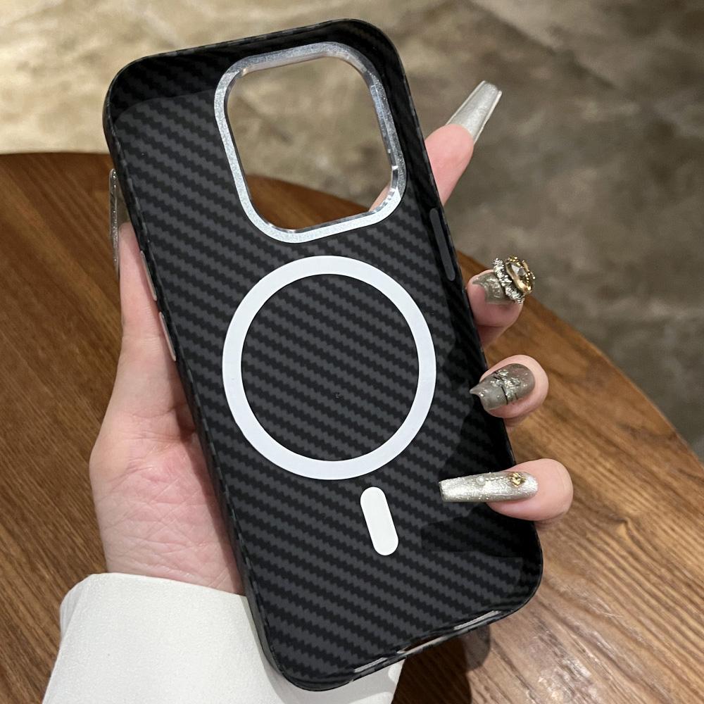 Carbon Fiber Pattern for Magsafe Magnetic Case for iPhone 15 14 Plus 13 12 11 Pro Max Wireless Charge Hard PC Matte Cover