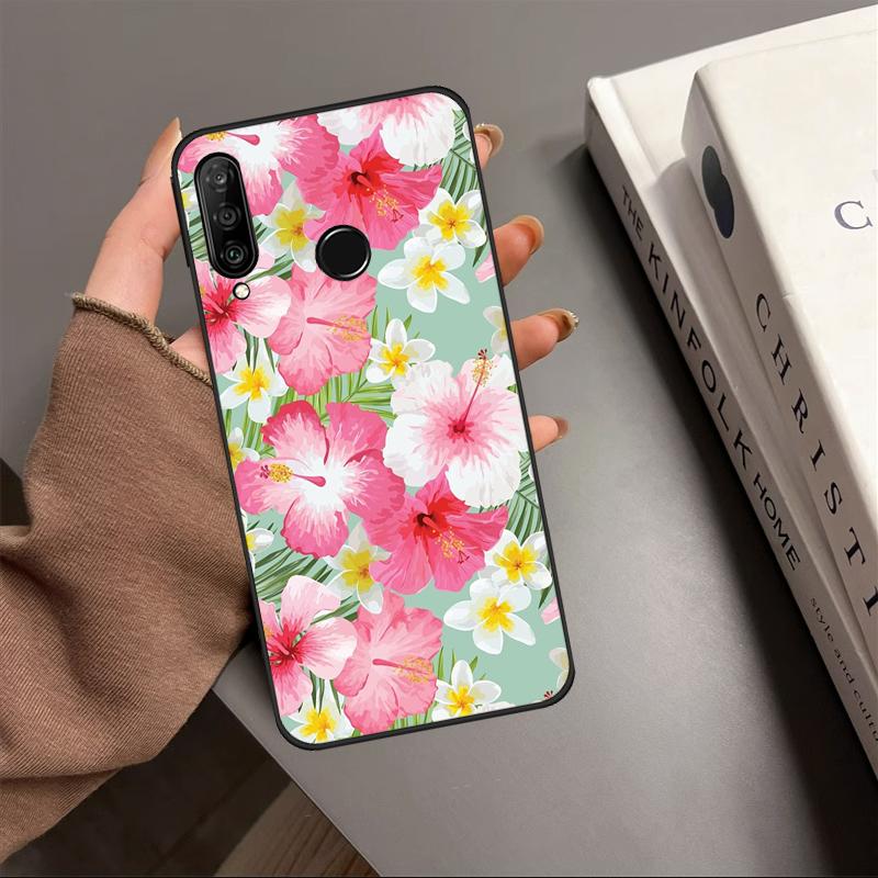 Hibiscus Flowers Floral Hybrid For Huawei P20 P40 Lite P60 P30 Pro Nova 5T 9 10 SE 12s 12i 11i Y90 Y70 Y60 Y61 Y91 Y72 Case