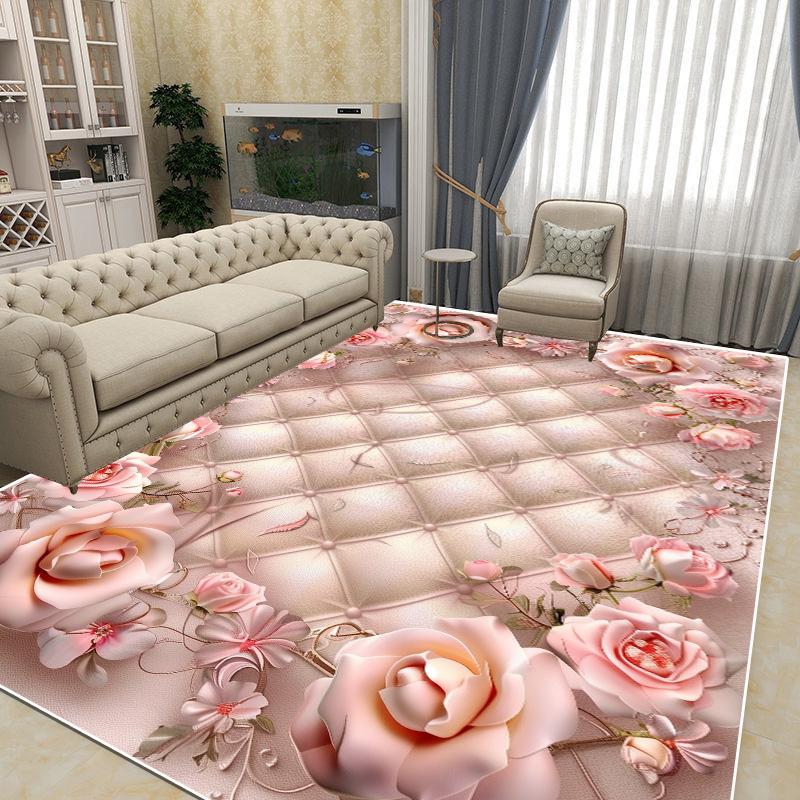 Flower Carpet Living Room Sofa Rugs European Style Luxury Bedroom Decoration Bedside Rug Large Room Cloakroom Lounge Floor Mats