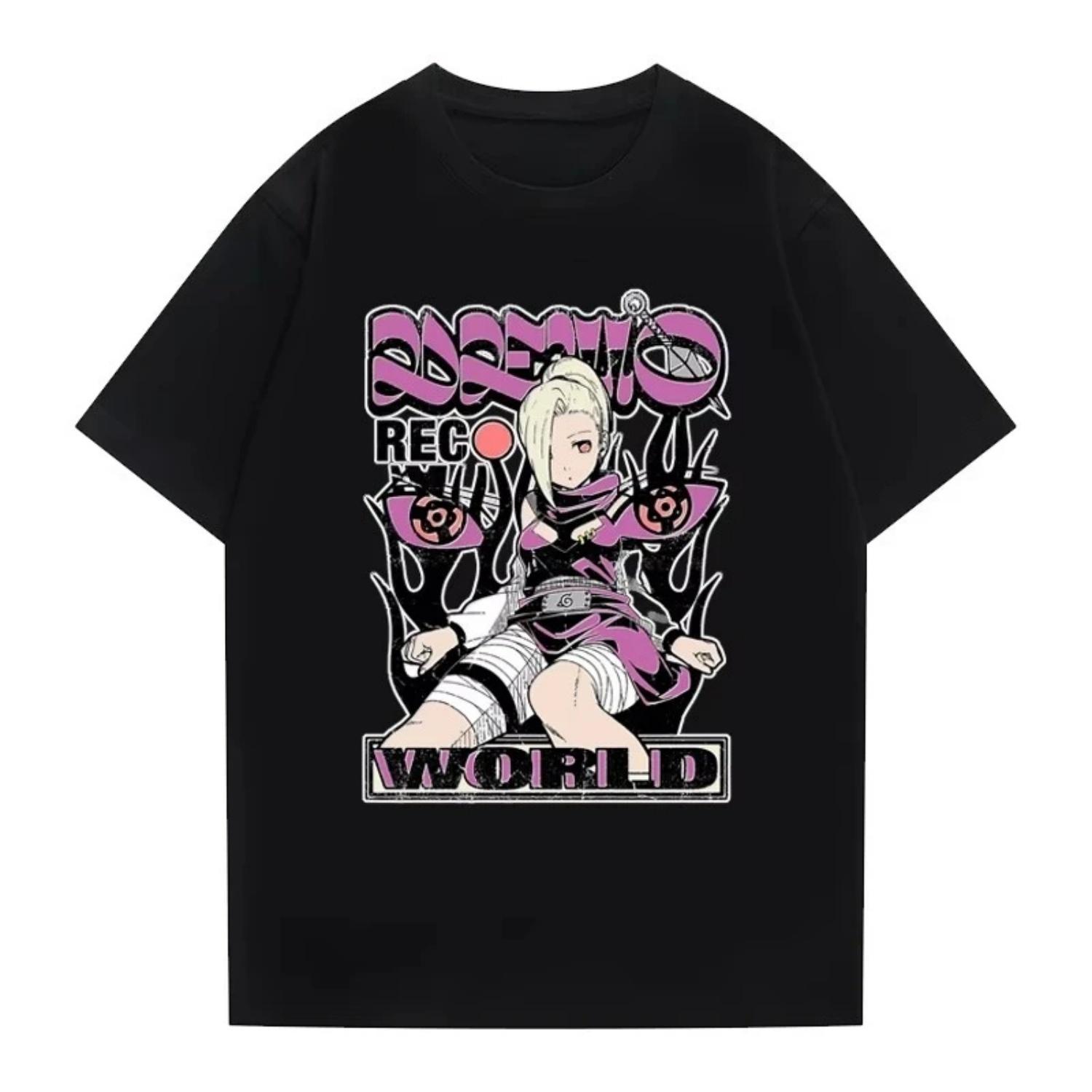 

2025 Summer Anime Printed T-shirt Trend Gale Pass Japanese Crew Neck Cotton Short Sleeve Loose s and s Tops Summer S чёрный