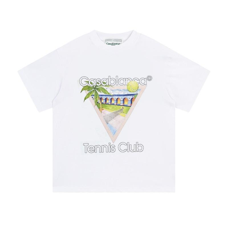 Casablanca Unisex Short Sleeve T-Shirt With Cosmic Castle Letter Print Loose Fit Cotton Tee