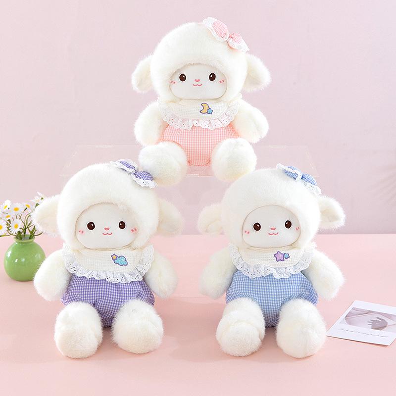 Cute New Milk Fu Lamb Plush Toy Soothing Bib Princess Lamb Children's Birthday Toy Wholesale