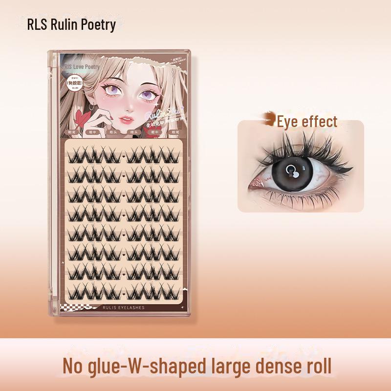 5D Baby Curve Glue-Free False Eyelashes - Supernatural, Easy-Apply, Comic Style, Single Cluster Segmentation.