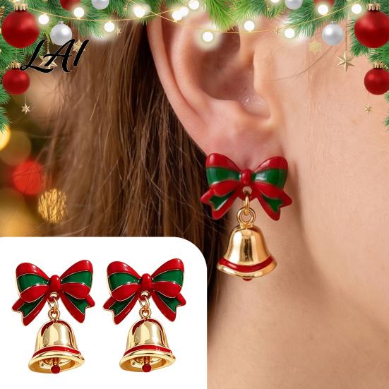 Seasonal Fashion Bell Stud Pair Jingle Jewelry 1 Dangle Drop Earrings for Women, Small