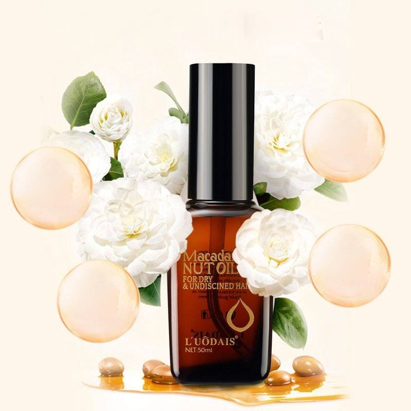 Huile capillaire à l'argan 50 ml, lisse pour cheveux bouclés et raides, soin des cheveux secs, crépus et abîmés