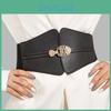 Buckle Gold Fashion Decoration Women Casual Black Faux Leather Belt Daily For
