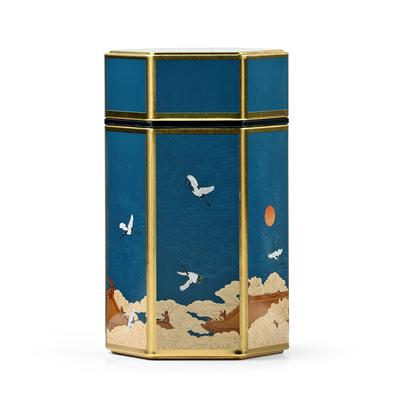Ceainic hexagonal creativ Cutie de conserve din tablă chinezească Rezervor de depozitare pentru ceai Cutie portabilă de ceai sigilată Cutie goală Accesorii pentru set de ceai