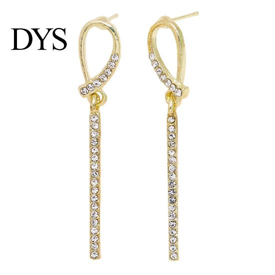 Minimalist Trendy Ear Drops 1 Pair Sparkly Women Earrings, Geometric Cubic Zirconia Dangle Comfortable Daily Wear Jewelry Gold Plated Rhinestone Drop