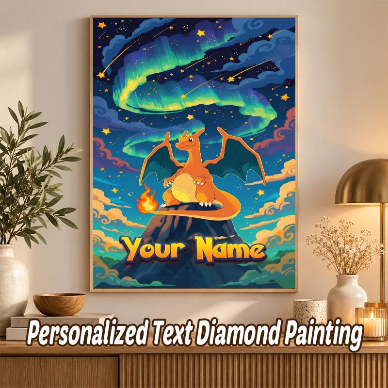 Charizard Custom Name Diamond Painting Personalized 5D Full Drill DIY Diamond Art Home Decor