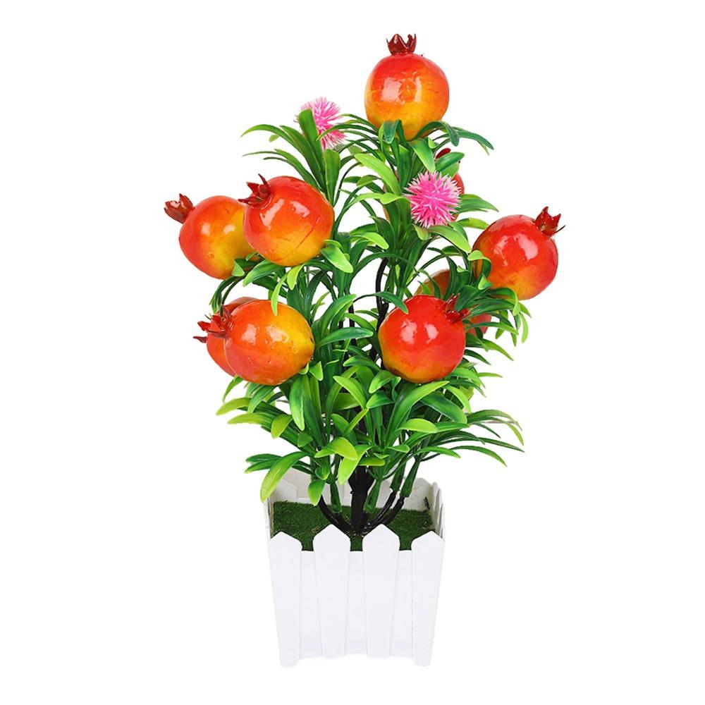 

9 Heads Artificial Fruits Bonsai Multicolor Orange Peach Strawberry Fruit Tree Potted Waterproof Pomegranate Chili