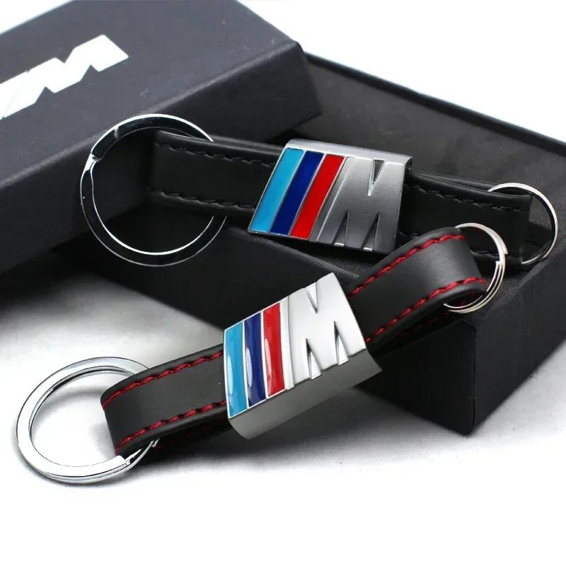 BAIV3 X4 X5 E46 E96 For BMW 1pcs car badge key ring Leather car metal keychain For bmw M Sticker e46 e90 f20 e60 e39 f10 X1 X3 X4 X5