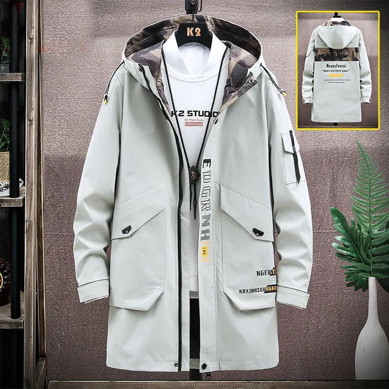 Męska kurtka z kapturem Duży rozmiar Casualowa odzież robocza Miękki i wygodny top Jednolity kolor Wiatrówka Długa