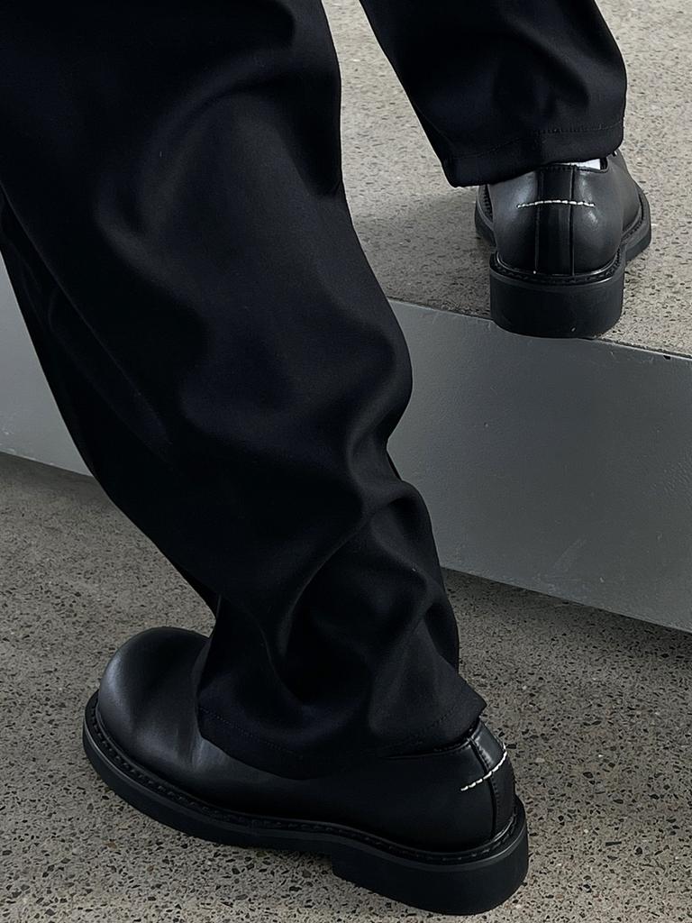 Fashion Male Leather Shoes Men 2025 New Chunky Platform Retro Work Shoes Spring Autumn Derby Shoes Low Top Man Casual Flats